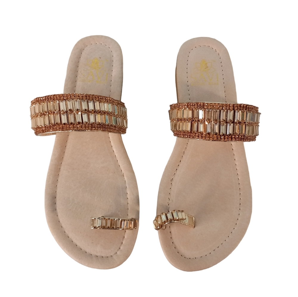 NWOT | SAVI Resort Wear "Helena" Jewel Embellished One Toe Flat Sandal | US 8 - Picture 2 of 5